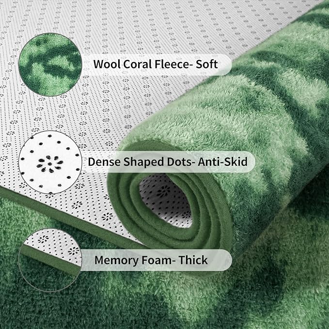 FlyDOIT Large Area Rugs for Living Room Bedroom, 6x9 Ft Tie-Dyed Green Ultra Soft Comfy Thickened Memory-Foam Indoor Carpets, Cozy Modern Floor Rug for Boys Girls Playroom Dorm Nursery Home Décor