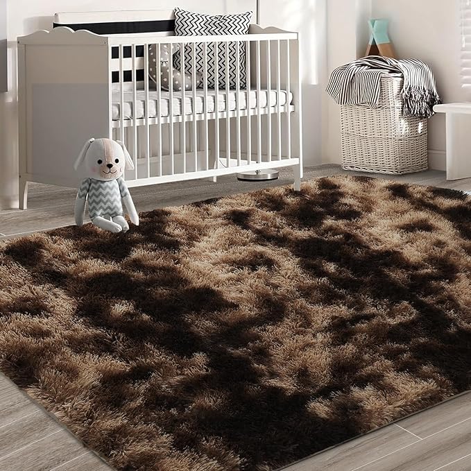 10x14 Large Area Rugs for Living Room Bedroom,Big Shag Rug for Bedroom Dorm,Soft Fluffy Indoor Carpet Nursery Rugs for Kids Girls Room Home Decor (Mottling Brown, 10X14 Feet)