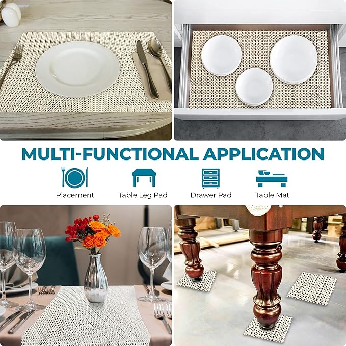 Superior Area Rug Pad, Non-Slip, Non-Skid, Floor Protector, Table Runner, Hardwood and Tile Floors Padding, Washable, Place Mats, Gripper Mat, Slide Stoppers, Rubber Rug Grip, 8' x 11', Cream