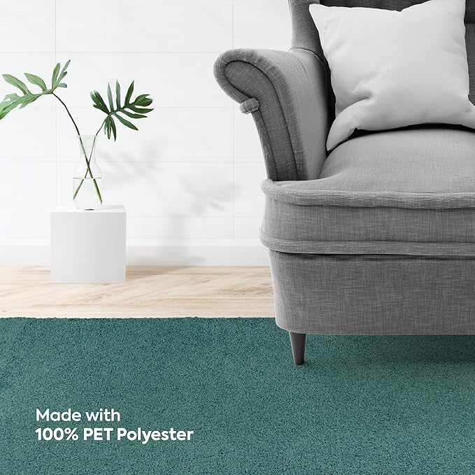 Furnish my Place Modern Plush Solid Color Rug - Teal, 3' x 10', Pet and Kids Friendly Rug. Made in USA, Area Rugs Great for Kids, Pets, Event, Wedding