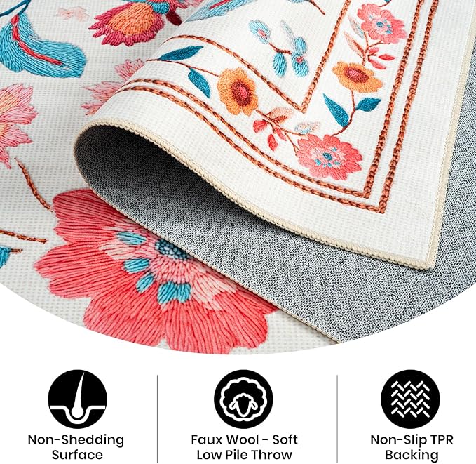 Area Rugs for Living Room 6x8 Non-Slip Carpet Washable Boho Rug Vintage Low Pile Carpet Print Home Rugs for Bedroom Kids Room Playroom Dining Room Home Office Farmhouse,Khaki
