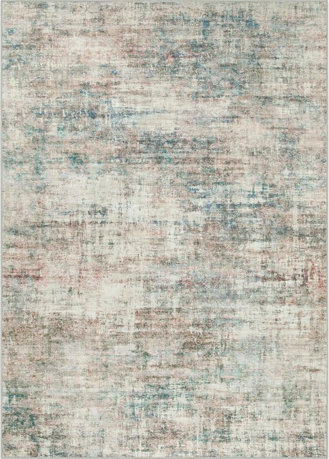 10x14 Area Rugs Washable Rug: Modern Abstract Living Room Rug Soft Anti-Skid Thin Carpet Indoor Floor Non-Shedding Carpets for Bedroom Dining Room Farmhouse Nursery Home Office Multi Color