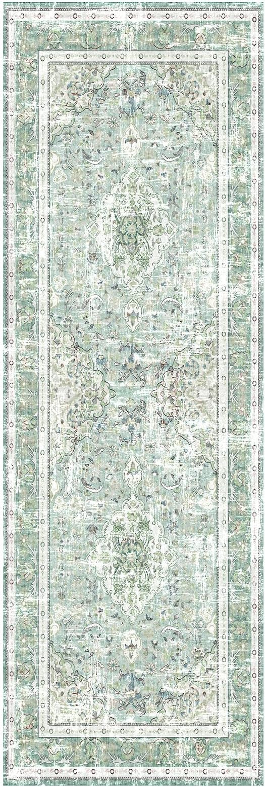 Vhong Boho Area Rugs Washable Runner Vintage Modern Neutral Carpet Sage Green 2×6 High Traffic Rugs for Kitchen Hallway Living Room Non Slip