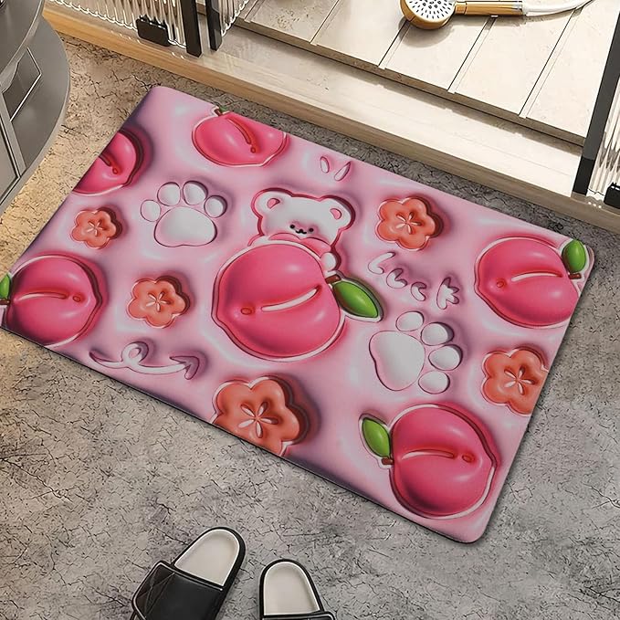 3D Visual Bath Mat, Non Slip Rubber Backed Quick Dry Mat Washable for Outside Bathtub Shower Room 24×16"