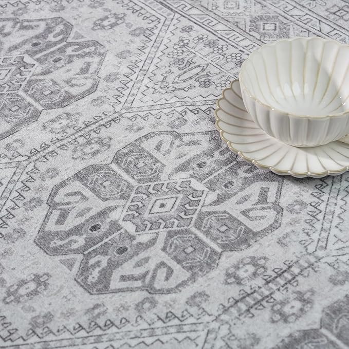 3x10 Runner Rug Kitchen Washable: Oriental Indoor Hallway Runners with Non Slip Backing Floor Mat for Entryway Door Low Pile Thin Carpet for Bedroom Bathroom Living Room Bedside Grey