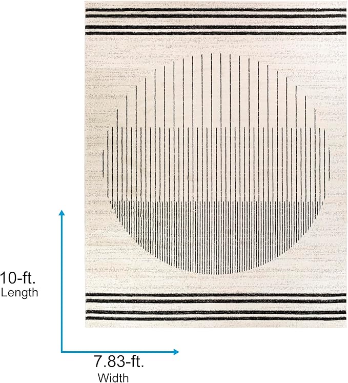Livabliss Penrod Modern Geometric Area Rug,7'10" x 10',Black/Ivory