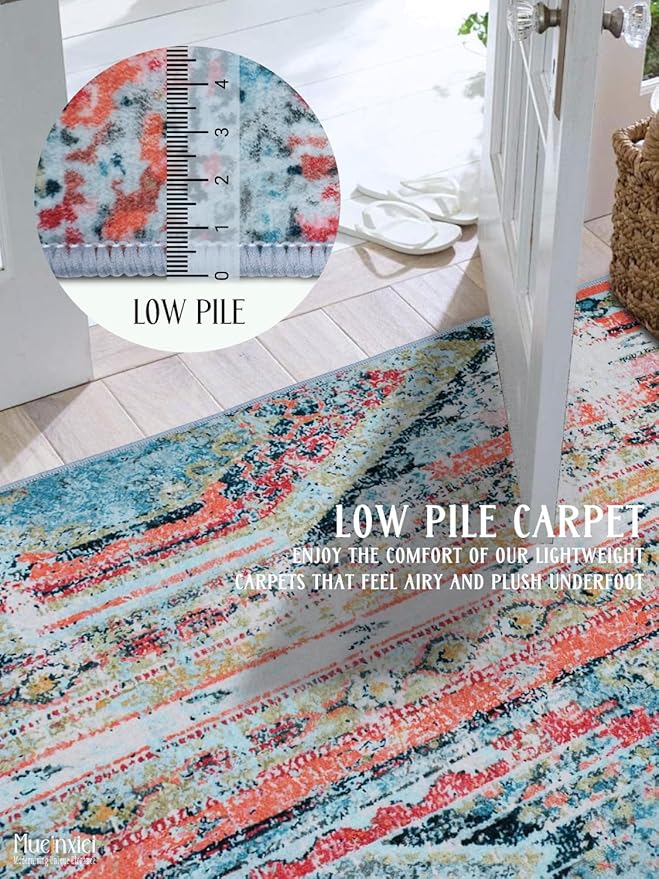 2x3 Modern Abstract Area Rug - Non-Slip Machine Washable Low-Pile Carpet for Living Room, Bedroom, Entryway | Geometric Door Mat, Indoor Decor Small Spaces Kitchen