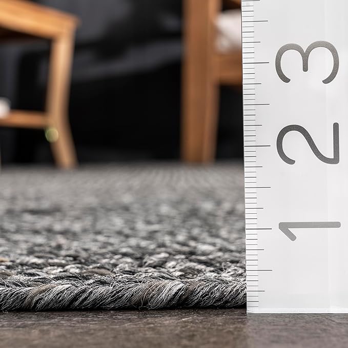 nuLOOM HJFV 12' x 18' Solid Hand Braided Indoor/Outdoor Area Rug, Pet-Friendly, High Traffic, Weather Resistant, for Patio, Balcony, Bedroom, Living, Dining Room, Wynn Charcoal