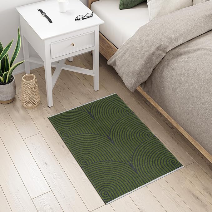Tiffasea Small Area Rug 2'x3' Washable Indoor Mats for Entryway Kitchen Rugs Outdoor Door Mat Indoor Entrance Cotton Modern Throw Rugs Entry Rug for Bathroom Bedroom, Green