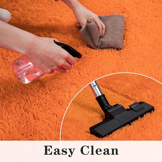 5'x7' Super Fluffy Rug for Bedroom, Modern Shag Orange Area Rugs, Soft and Cozy Plush Large Carpet for Kids, Girls Boys and Teens Decorations for Living Room Dorm Nursery Classroom, Orange