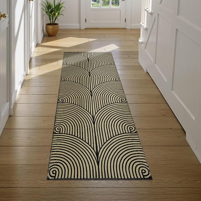 Tiffasea Washable Rug Runner 2'x5', Cotton Woven Kitchen Rugs Modern Bathroom Entryway Rug Indoor Outdoor Carpet Runner for Hallway Bedroom Laundry Room