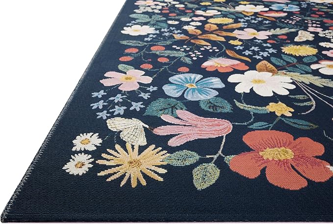 Loloi Rifle Paper Co. Perennial Collection Strawberry Fields PRN-02 Black/Navy 2'-5" x 3'-11" Indoor/Outdoor Accent Rug