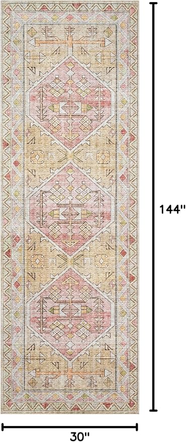 Loloi II Skye Collection SKY-04 Gold/Blush 2'-6" x 12'-0" Runner Rug