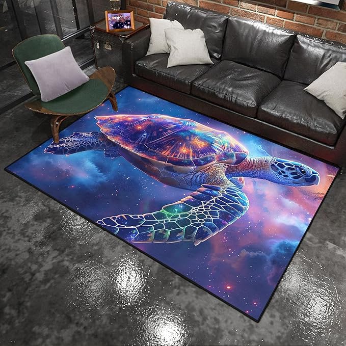 Sea Turtles Area Rugs - Sea Turtle Rugs for Bedroom Ocean Theme Rugs Ocean Animal Room Decor, 4'×5'