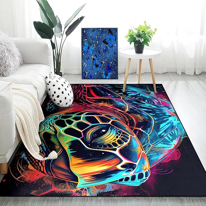 Sea Turtles Rugs for Kids - Sea Turtle Area Rug 3'×5' Ocean Life Turtles Carpet for Bedroom Living Room Ocean Turtle Kids Room Decor