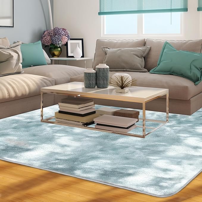 Ultra Soft Area Rug 5x7 Feet, Cosy Fuzzy Faux Fur Area Rug,Indoor Modern Plush Washable Shaggy Rugs for Bedroom Living Room Home Decor, Fluffy Carpet for Kids Room,Nursery,Dorm (Blue)