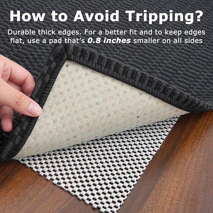 KOZYFLY Washable Runner Rug 3x12 ft Hallway Kitchen Runner Rugs with Rubber Backing Bobo Non Slip Entryway Runner Indoor, Long Carpet Runners for Hall Kitchen Entryway, Black/Grey