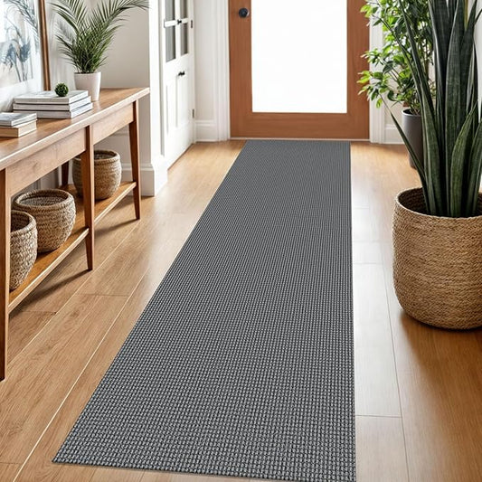 Braided Runner Rug 2x7 Ft Washable Runners for Hallways Non Slip Rubber Backed Kitchen Runners Cotton Entryway Runner Indoor, Woven Floor Carpet for Hall Kitchen Bedroom, Dark Grey/Grey