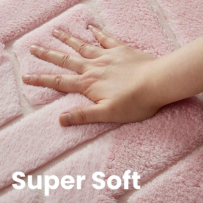 Ultra Soft Pink Area Rug for Living Room, 5x7 Modern Geometric Shag Rugs with Nonslip Backing for Bedroom, Washable Fuzzy Carpet for Cozy Kids Girls Room Nursery