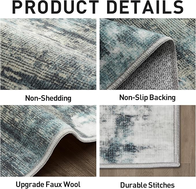 2'6''x8' Runner Rugs Washable Rug: Modern Abstract Hallway Runner Rug Indoor Soft Low Pile Thin Carpet Anti-Skid Non-Shedding Carpets for Kitchen, Entryway, Laundry, Bedroom - Green Multi