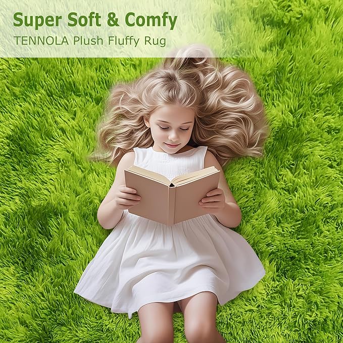 Tie Dyed Grass Green Large Rug 5x8 ft,Soft Plush Furry Shag Area Rugs Fluffy Fuzzy Carpet,for Bedroom Living Room Indoor Floor Rug Kids Girls Boys Home Decor Aesthetic,Dorm Nursery