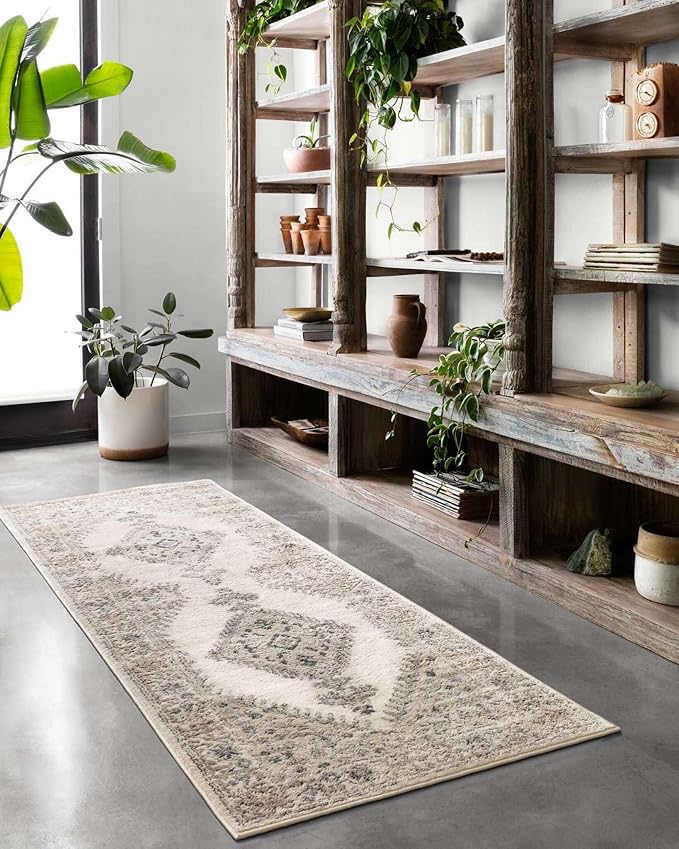 Loloi II Teagan Collection TEA-02 Oatmeal/Ivory 3'-4" x 5'-7", .25" Thick, Accent Rug, Soft, Durable, Neutral, Woven, Low Pile, Non-Shedding, Easy Clean, Living Room Rug