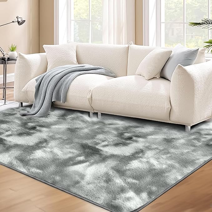 Ultra Soft Kitchen Rugs for Entryway Bathroom 2x3 Feet, Fuzzy Washable Indoor Door Mat - Cozy Faux Fur, Small Carpet for Bedroom Entry, (Grey)