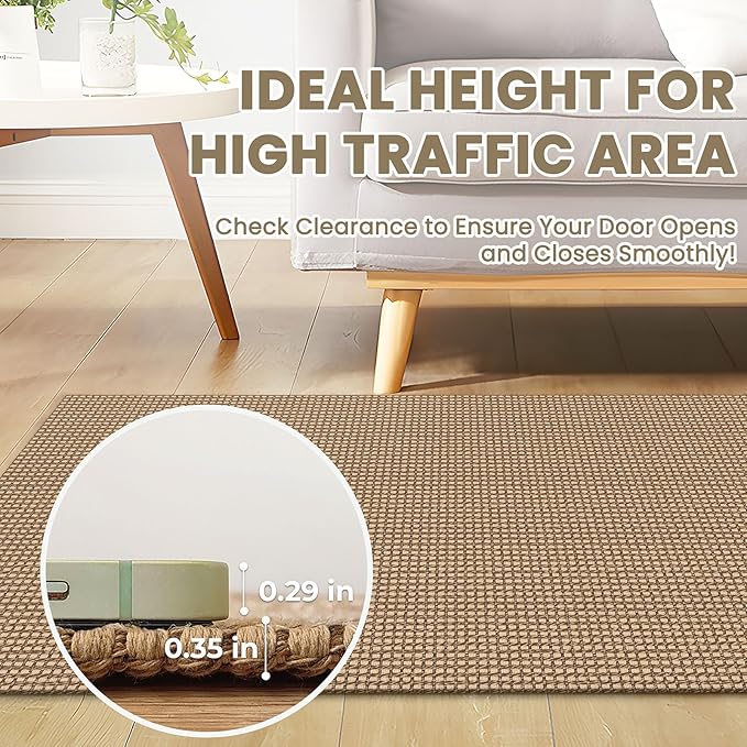 Braided Runner Rug 3x16 Ft Washable Runners for Hallways Non Slip Kitchen Runner Rug Cotton Long Entryway Runner Indoor, Woven Carpet for Hall Stair Entryway, Orange/Tan/Brown