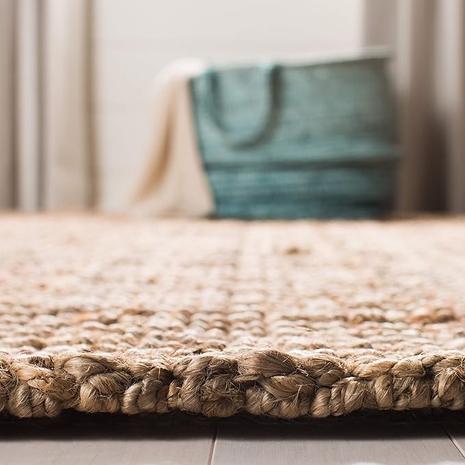 SAFAVIEH Natural Fiber Collection Runner Rug - 2'6" x 20', Natural & Grey, Handmade Chunky Textured Jute 0.75-inch Thick, Ideal for High Traffic Areas in Living Room, Bedroom (NF447M)