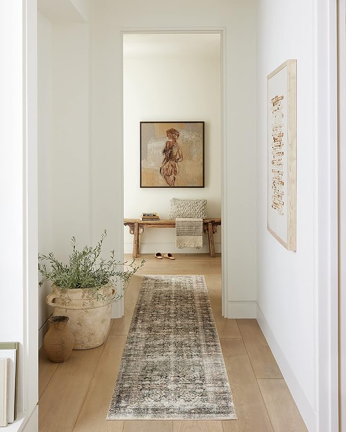 Loloi Amber Lewis Morgan 2'-3" x 7'-6" Runner Runner Rug in Navy/Sand - Large Area Rug, Neutral Area Rug for Room Décor, Vintage Rug Inspired, Soft Area Rug for Living Room, Bedroom, Dining Area