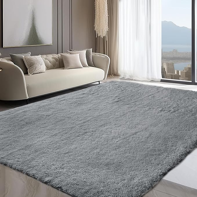 Sour Lemon 10x14 Area Rugs for Bedroom, Fluffy Rugs for Living Room, Large Area Rug Shag Shaggy Carpet Soft Plush Furry Bedside Rug, Machine Washable Area Rugs for Kids Girls Boys Home Decor Anti Slip