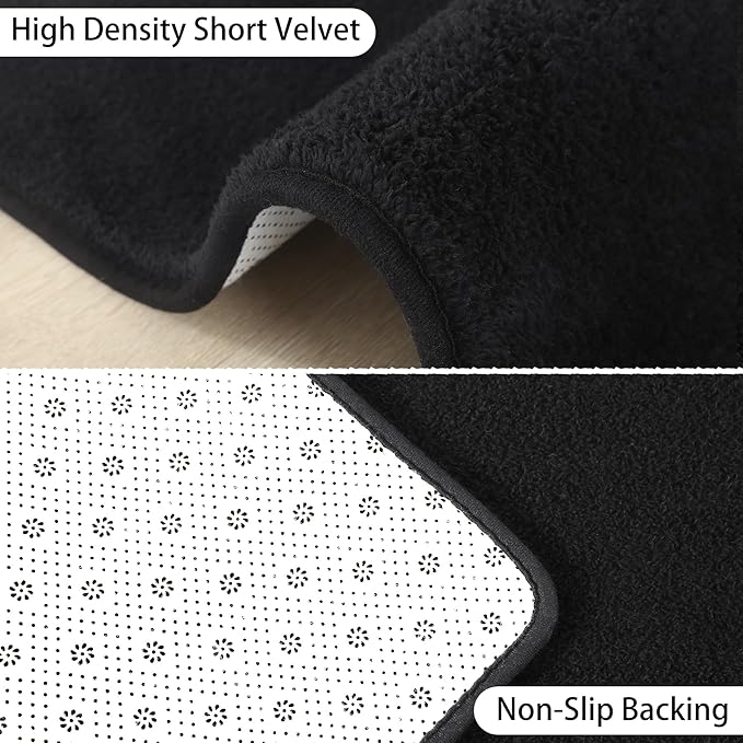 Keeko 2x6 Runner Rug, Black Bedroom Bedside Runner Rug Small Carpet Living Room Area Throw Rugs for Hallway Soft Indoor Memory Foam Rugs for Teen Kids Classroom Nursery Dorm Laundry Room Decor