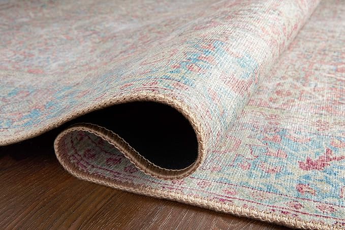 Loloi II Wynter Collection WYN-04 Red/Teal 2'-3" x 3'-9", .13" Thick, Accent Rug, Soft, Durable, Printed, Vintage Inspired, Low Pile, Non-Shedding, Easy Clean, Living Room Rug