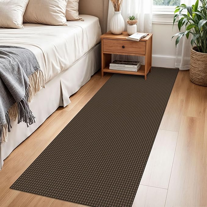 Braided Runner Rug 2x6 Ft Washable Runners for Hallways Non Slip Rubber Backed Kitchen Runners Cotton Entryway Runner Indoor, Woven Floor Carpet for Hall Kitchen Bedroom, Brown