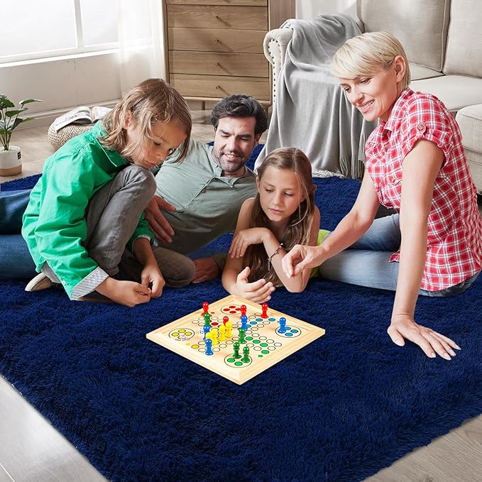Shag Area Rugs for Bedroom Living Room,5X8 Ultra Soft Fluffy Area Rugs for Dorm, Indoor Carpet Nursery Rugs for Kids Girls Room Home Decor, Navy Blue