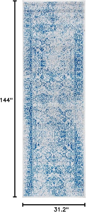 SAFAVIEH Adirondack Collection Runner Rug - 2'6" x 12', Grey & Blue, Oriental Distressed Design, Non-Shedding & Easy Care, Ideal for High Traffic Areas in Living Room, Bedroom (ADR109A)