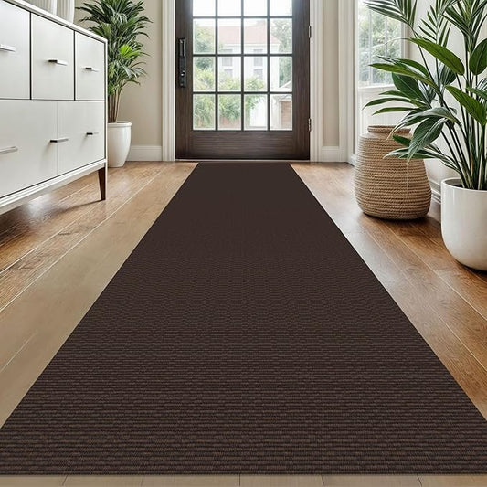 KOZYFLY Washable Runner Rug 2x10 ft Hallway Kitchen Runner Rugs with Rubber Backing Bobo Entryway Runner Indoor, Long Carpet Runners for Hall Kitchen Entryway, Coffee/Brown