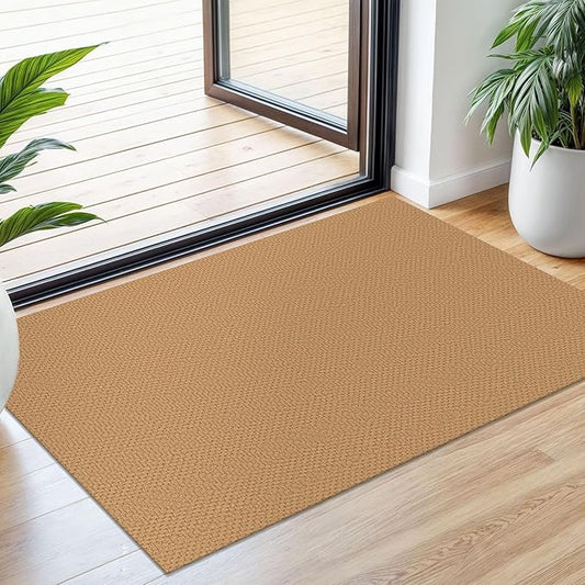 Small Braided Rugs 2x3 Ft Area Rugs for Entryway Boho Washable Rug Throw Rugs with Rubber Backing Cotton Woven Door Mat Indoor Entrance Front Door Rugs for Foyer Bathroom Kitchen, Warm Tan