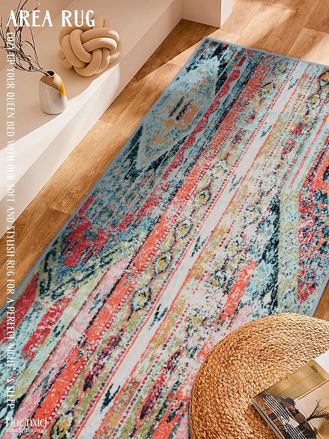 Area Rug 2x6 Hallway Runner Rugs,Non Slip Machine Washable Hallway Runner Rug Soft Bedroom Rug, Low PileLightweight Rugs for Entryway, Hallway, Kitchen and Corridor