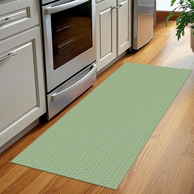 KOZYFLY Washable Runner Rug 2x5 Ft Runners for Hallways Rubber Backed Throw Rug, Braided Cotton Entryway Runner Indoor, Carpet Runners for Hallway Kitchen Entryway Bedroom, Sage Green