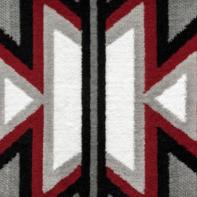 Home Dynamix Premium Sagrada Southwestern Geometric Area Rug, Grey/Red, 5'2"x7'4"