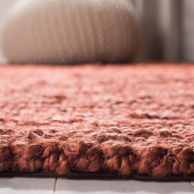SAFAVIEH Natural Fiber Collection Runner Rug - 2'6" x 10', Rust, Handmade Chunky Textured Jute 0.75-inch Thick, Ideal for High Traffic Areas in Living Room, Bedroom (NF447C)