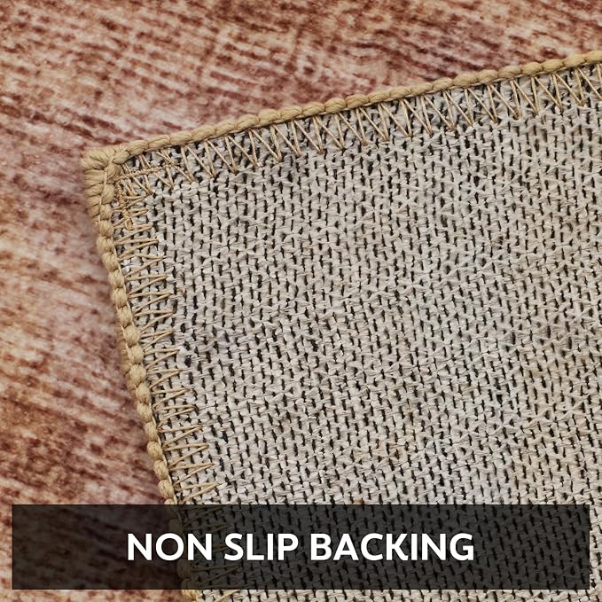 4x6 Area Rugs for Living Room, Machine Washable Non Slip Area Rug Modern Abstract Indoor Rug Carpet Ultra Soft Rugs for Bedroom Dining Room Playroom Bedside Office,Rust Red