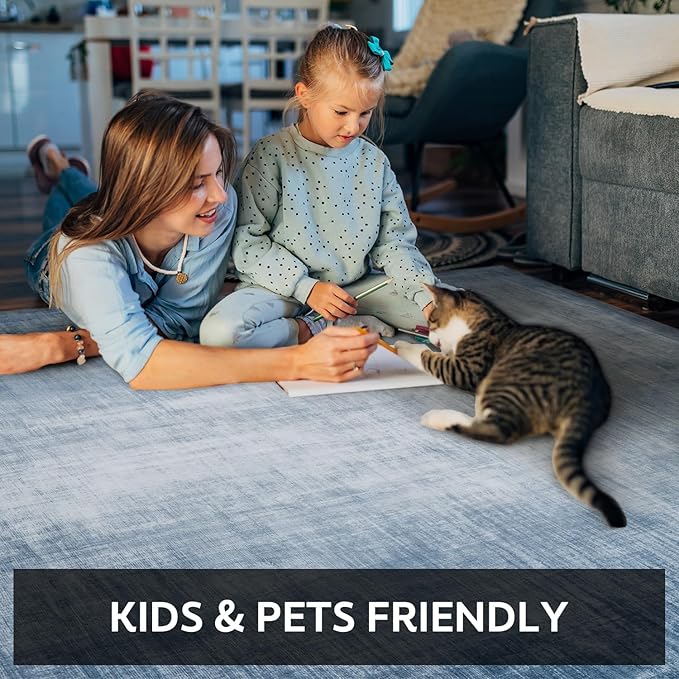 2x6 Runner Rug Machine Washable Non Slip Area Rug Modern Abstract Rug Ultra Soft Floor Runners for Hallways for Entryway Laundry Room Kitchen, Blue