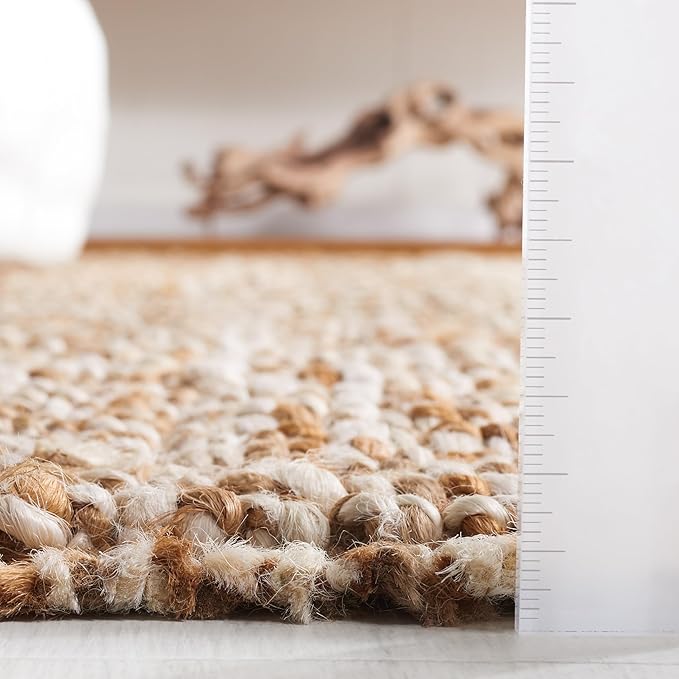 SAFAVIEH Natural Fiber Collection Runner Rug - 2'6" x 14', Natural & Ivory, Handmade Chunky Textured Jute 0.75-inch Thick, Ideal for High Traffic Areas in Living Room, Bedroom (NF447N)