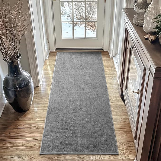 jinchan Modern Runner Rug 2x6 Washable Hallway Rug Grid Runner Indoor Floor Cover Geometric Contemporary Non Slip Soft Carpet for Kitchen Bedroom Laundry Room Home Office Grey