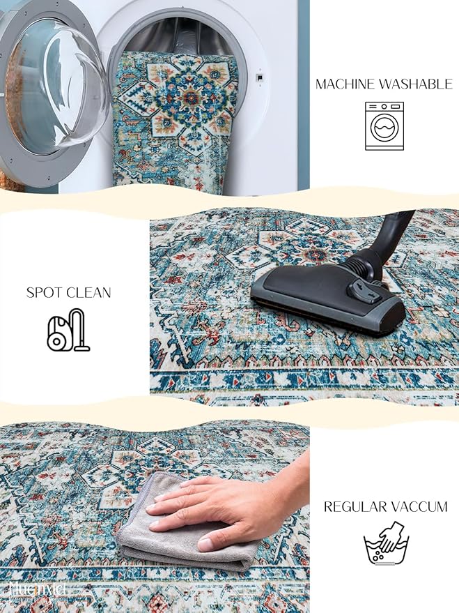 Area Rug 2x6 Hallway Runner Rugs,Non Slip Machine Washable Hallway Runner Rug Soft Bedroom Rug, Low PileLightweight Rugs for Entryway, Hallway, Kitchen and Corridor