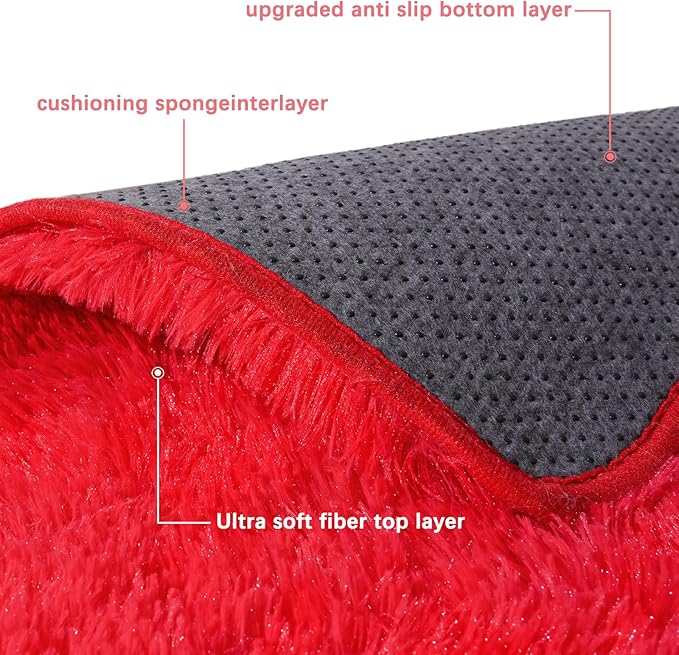 5x7 Rugs for Bedroom Living Room, Soft Plush Shaggy Area Rugs Fluffy Modern Floor Carpet for Kids Girls Room Dorm Nursery Home Decor Aesthetic, Red