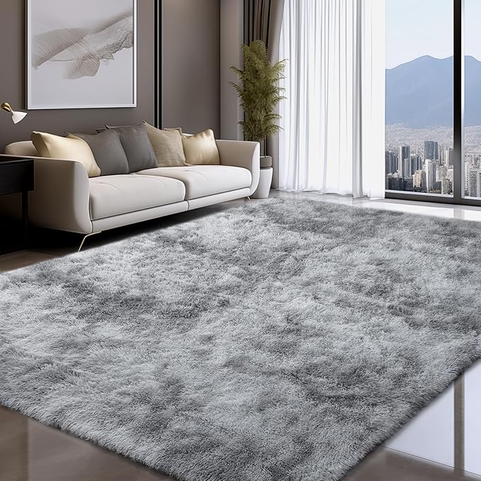 Sour Lemon 6x9 Area Rugs for Bedroom, Living Room Fluffy Rug, Large Area Rug Shag Shaggy Carpet Soft Plush Furry Bedside Rugs, Machine Washable Area Rugs for Kids Girls Boys Home Decor Anti Slip