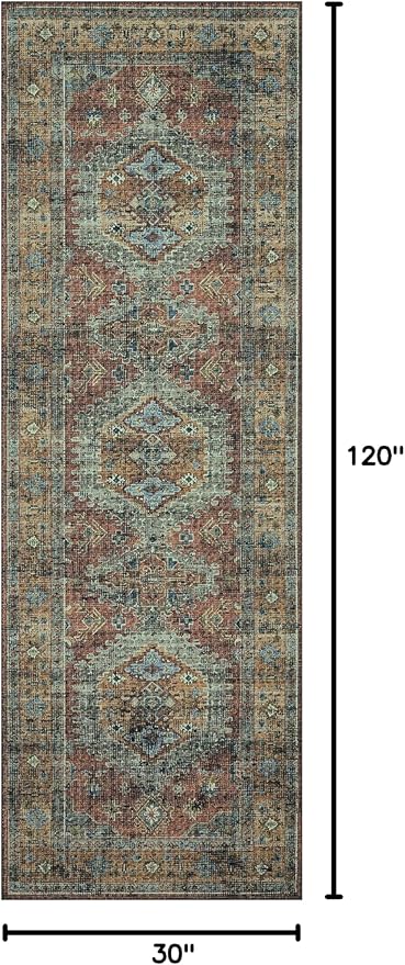 Loloi II Skye Collection SKY-07 Terracotta/Sky 2'-6" x 10'-0" Runner Rug